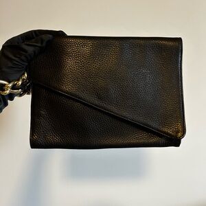 Saks Fifth Avenue Black Leather Clutch